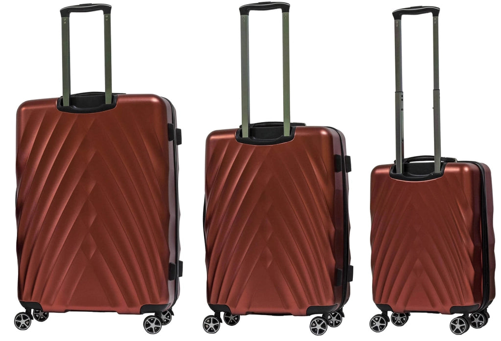 Set 3 Valigie Trolley Rigide in PET 4 Ruote TSA Ravizzoni Diamante Rosse