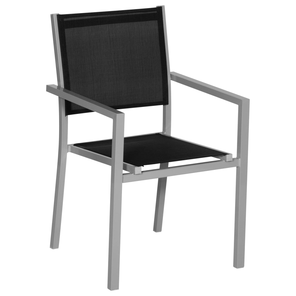 Set di mobili da giardino estensibili CAPRI in textilene nero 8 posti - alluminio grigio