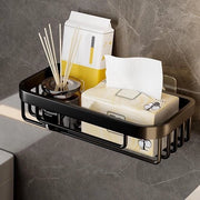 Supporto per Carta igienica autoadesivo in Alluminio - Nero - Adatto per Bagno e Cucina - Facile da Montare - Design Stilistico