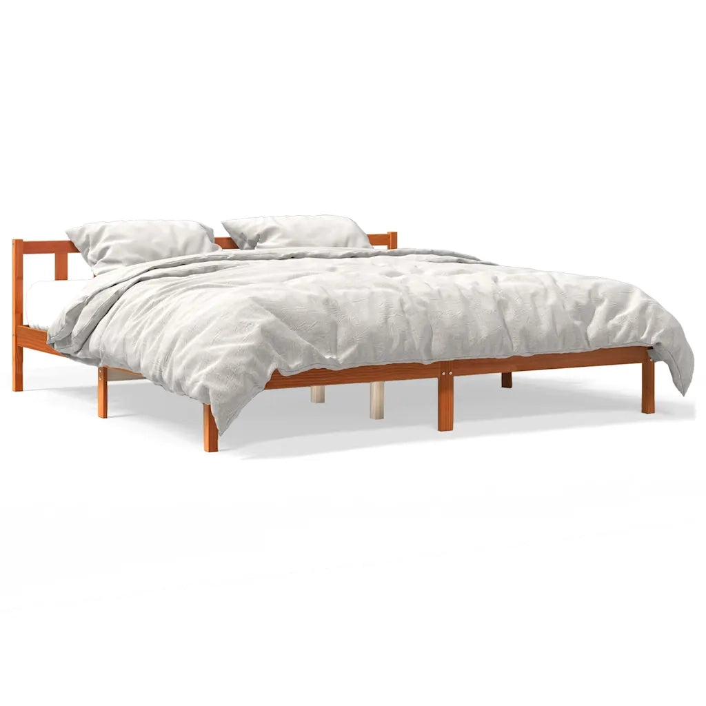 Giroletto senza Materasso-Struttura Letto Marrone Cera 200x200 cm Legno di Pino 701999
