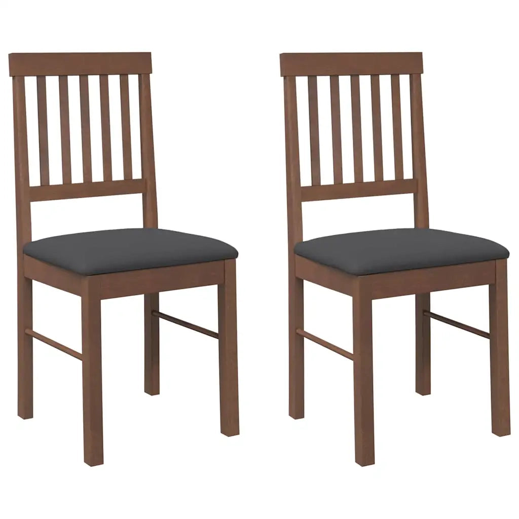 Sedie da Pranzo con Cuscini 2pz Marrone Legno Massello di Hevea 4102426