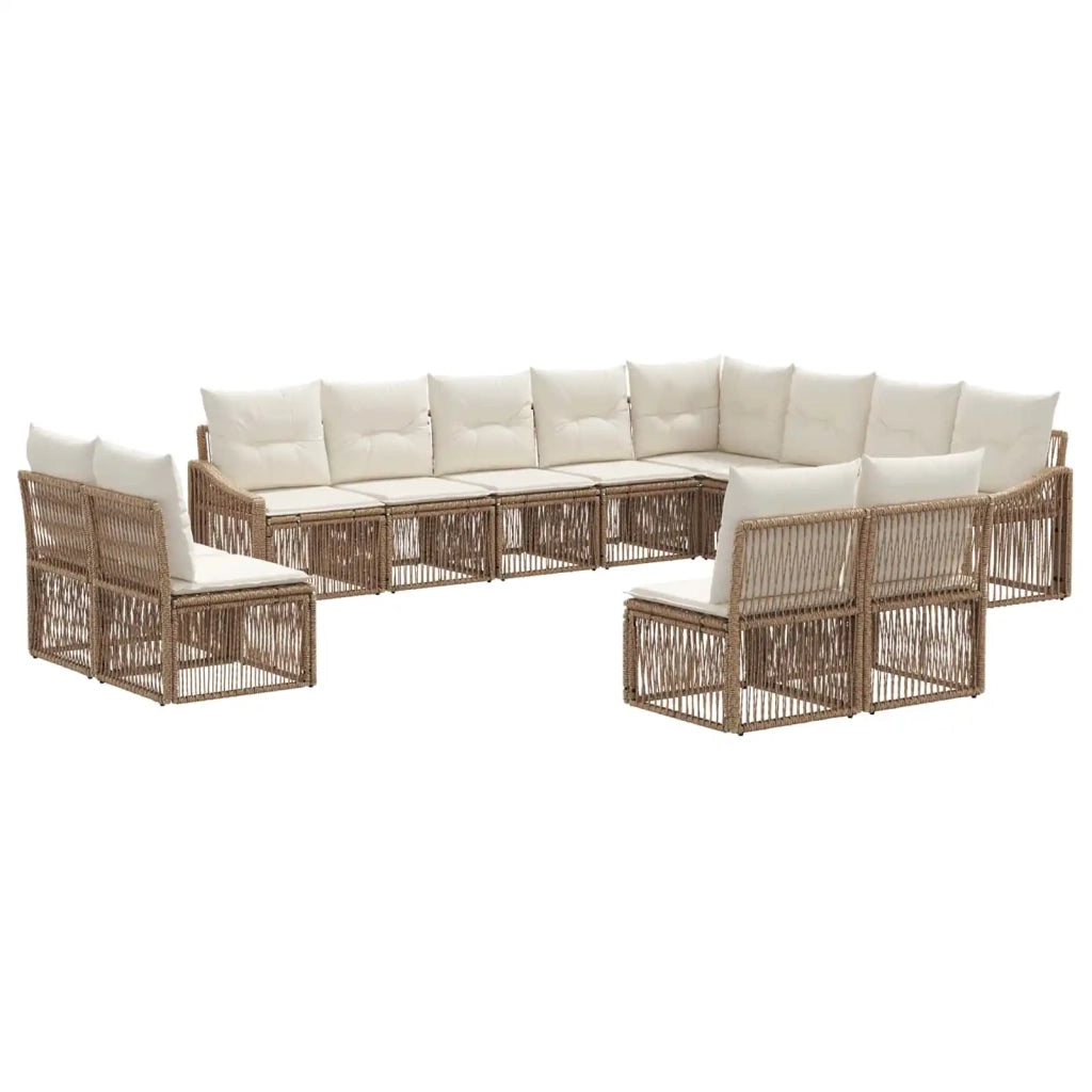 Set Divano da Giardino 12 pcs Beige polyrattan 3436164