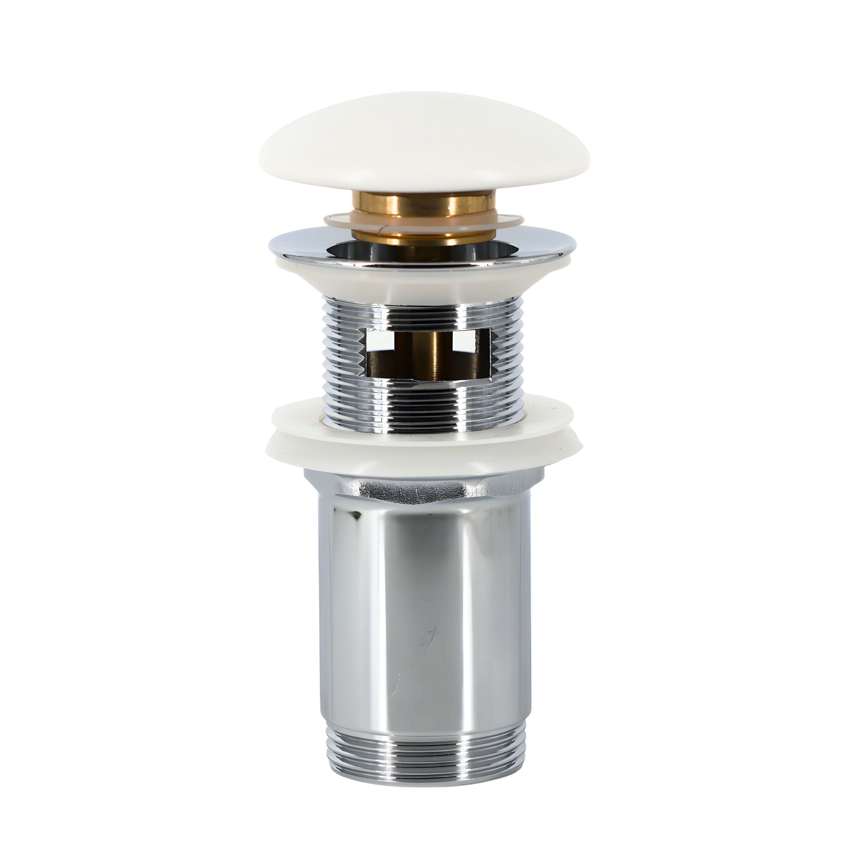 Piletta click clack 1.1/4 in ottone cromato ceramica bianca per lavabo bagno *** finitura- opaco, confezione 1