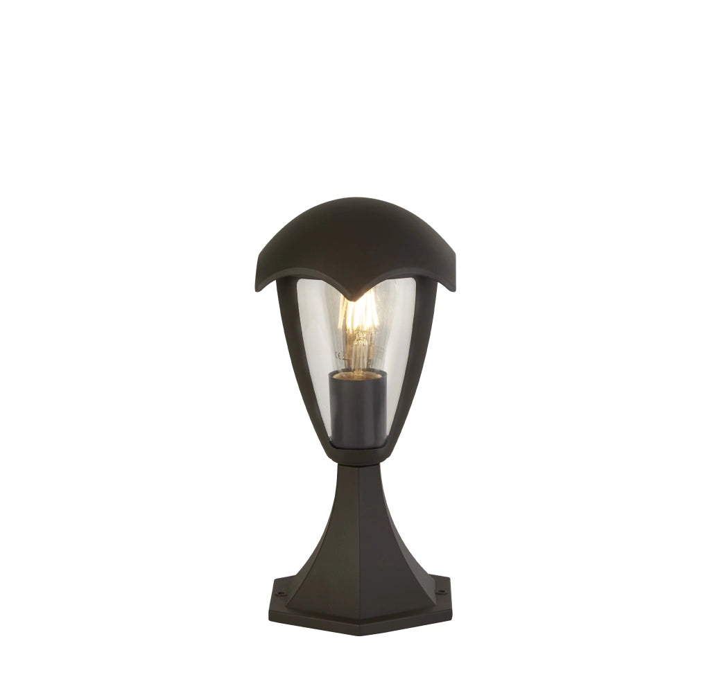 Paletto Campanula Alluminio Grigio Policarbonato Trasparente 1 Luce E27 30Cm