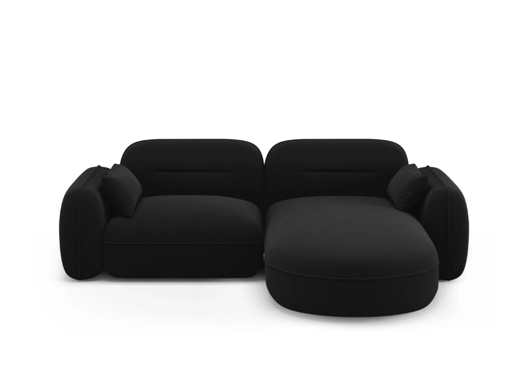 Cosmopolitan Design - Divano angolare modulare destro "Sydney" 3 posti in velluto nero 