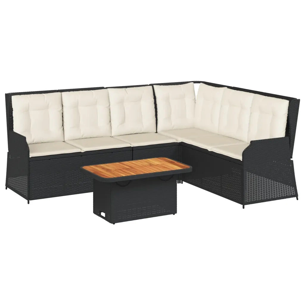 vidaXL Set Divani da Giardino 5 pz con Cuscini Nero in Polyrattan