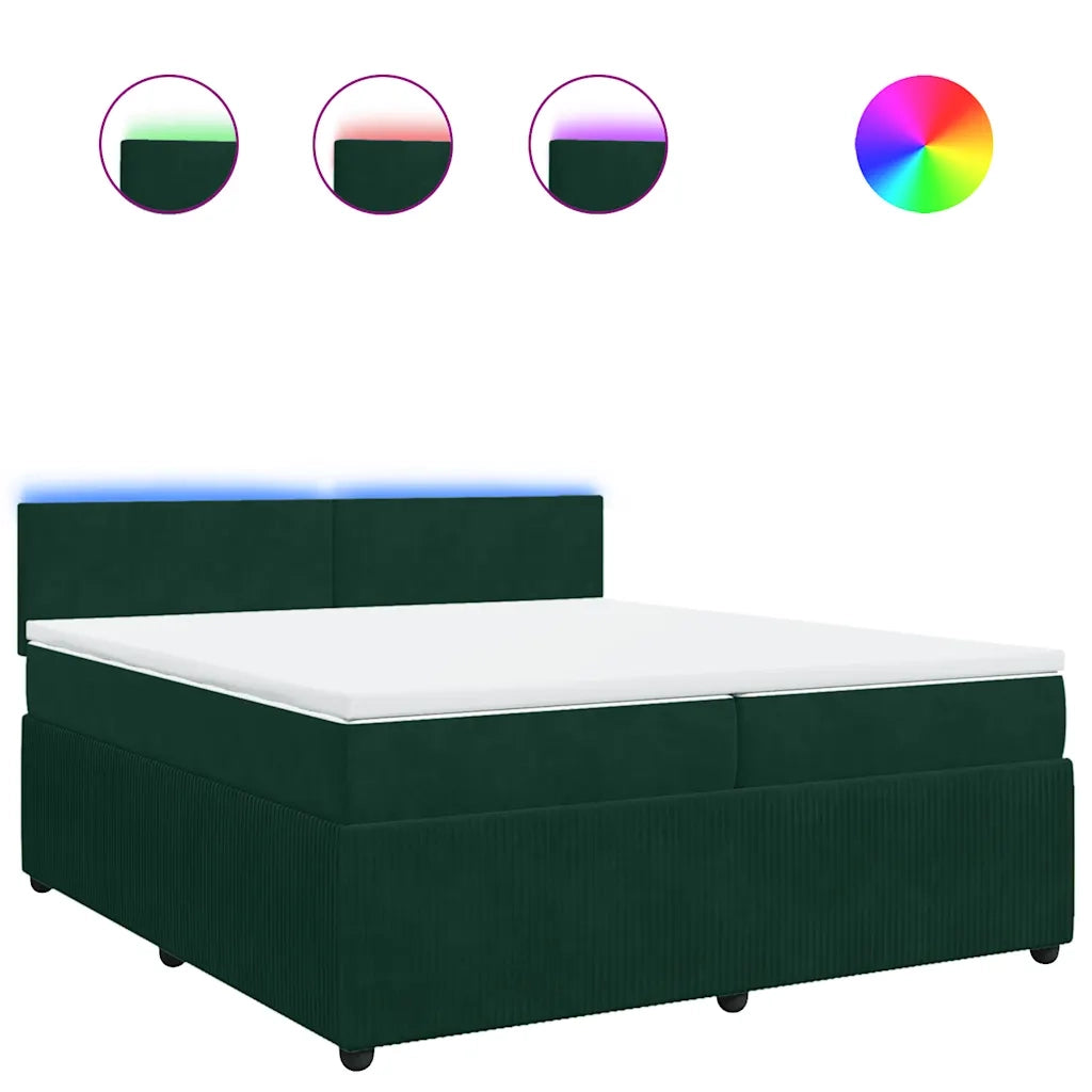 Giroletto a Molle con Materasso Verde Scuro 200x200 cm Velluto