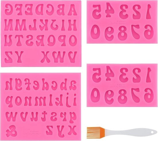 Decorazione a forma di cioccolata in silicone - Lettere/Numeri - Duraturo/Resistente alla corrosione - Resistente alle alte temperature - Facile da pulire - Mallo di silicone