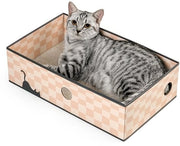 Krabbameubel per Gatti con Box, Grande Krabbaplanca per Gatti, Krabbaplanca per Gatti a Doppia Faccia, Aperture Interattive, Krabbata per Gatti da Interno, con Erba per Gatti (1 Pezzo, Grande, Dama)