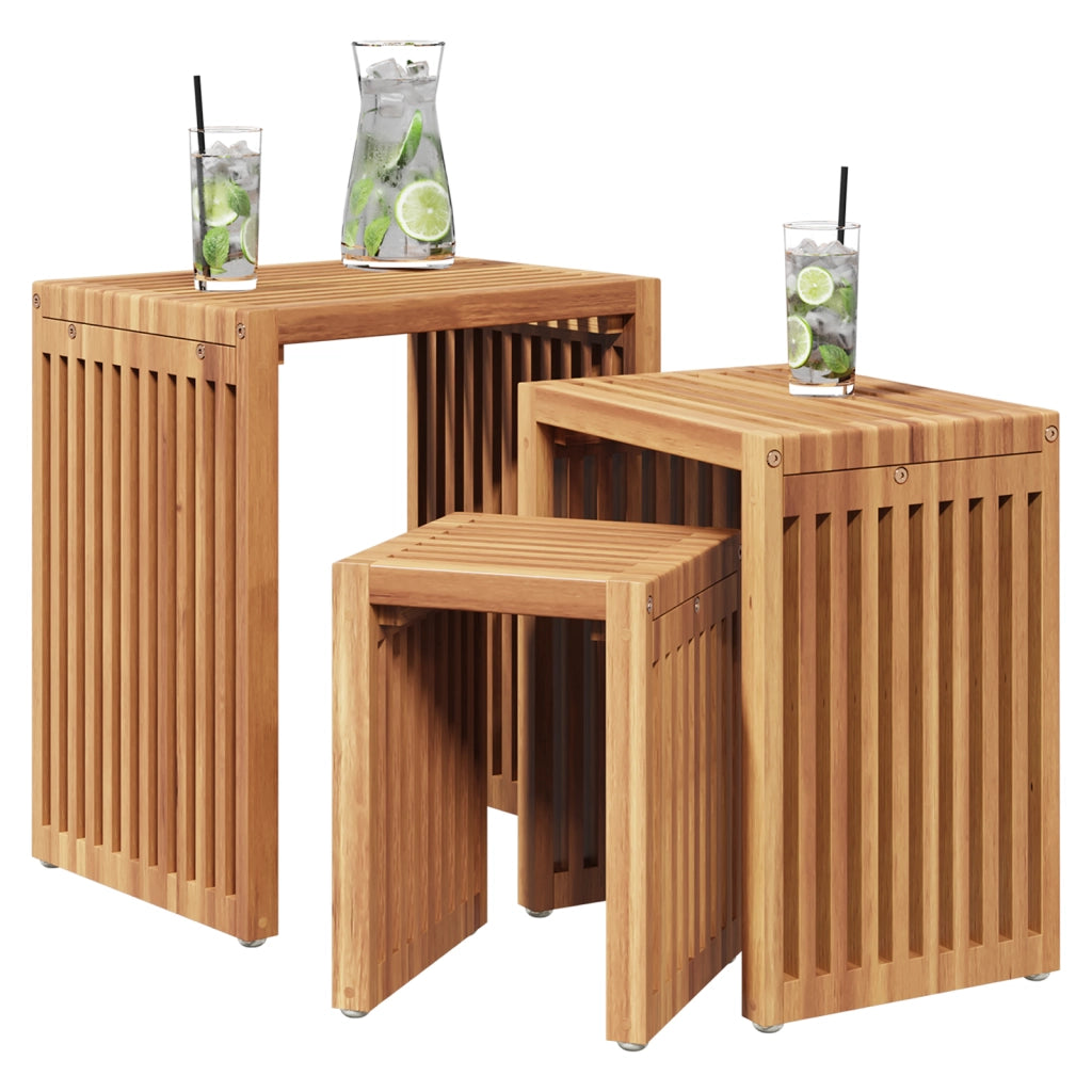Set di Tavoli da Giardino 3 pz Legno Massello Teak