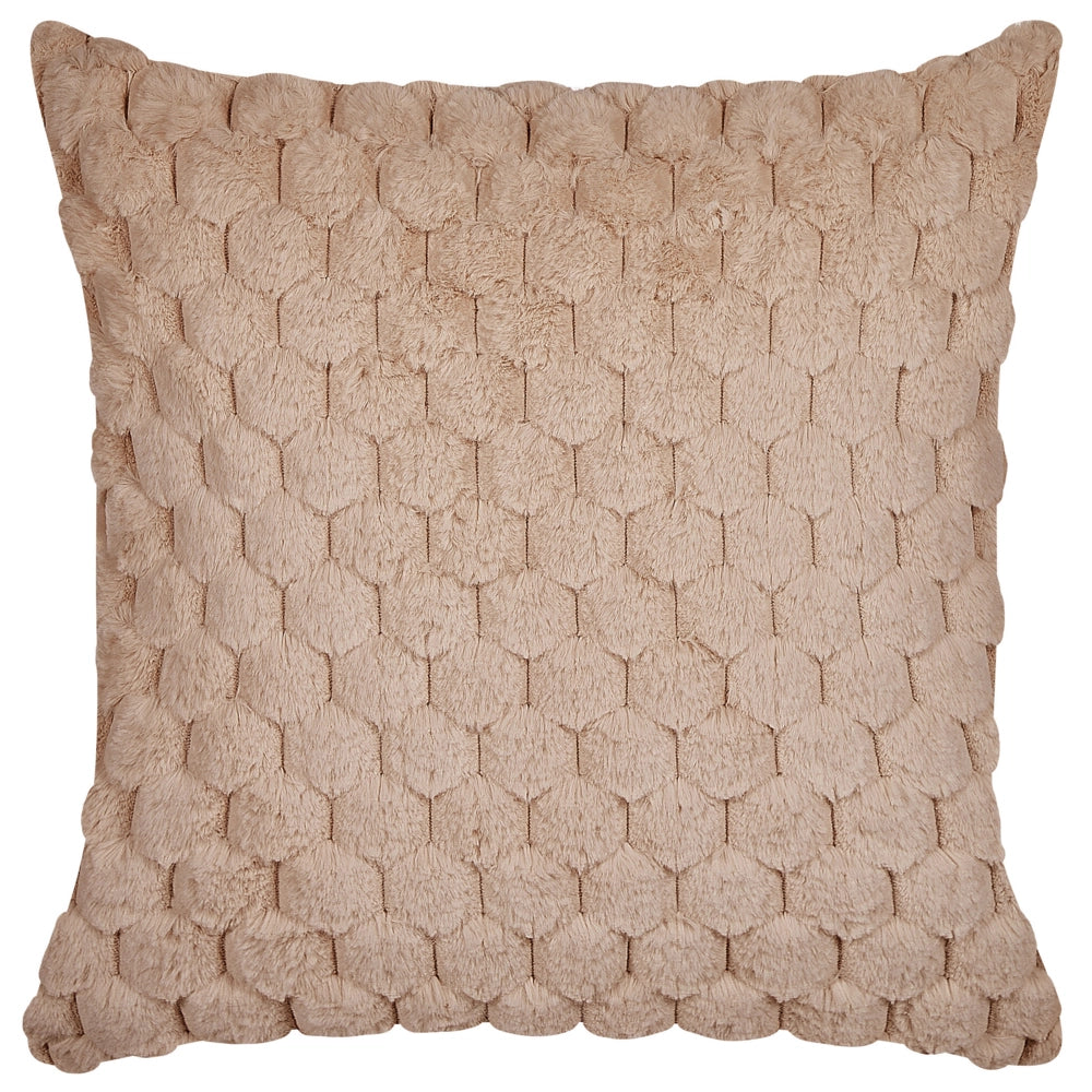 Set di 2 cuscini in ecopelle beige sabbia con motivo a nido d'ape 43 x 43 cm soggiorno camera da letto
