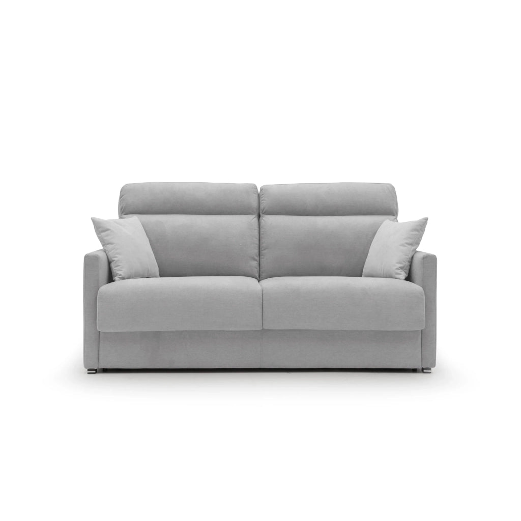 Margot Divano letto matrimoniale con schienale morbido alto in tessuto T02 176 cm (mat. 140x197) grigio chiaro