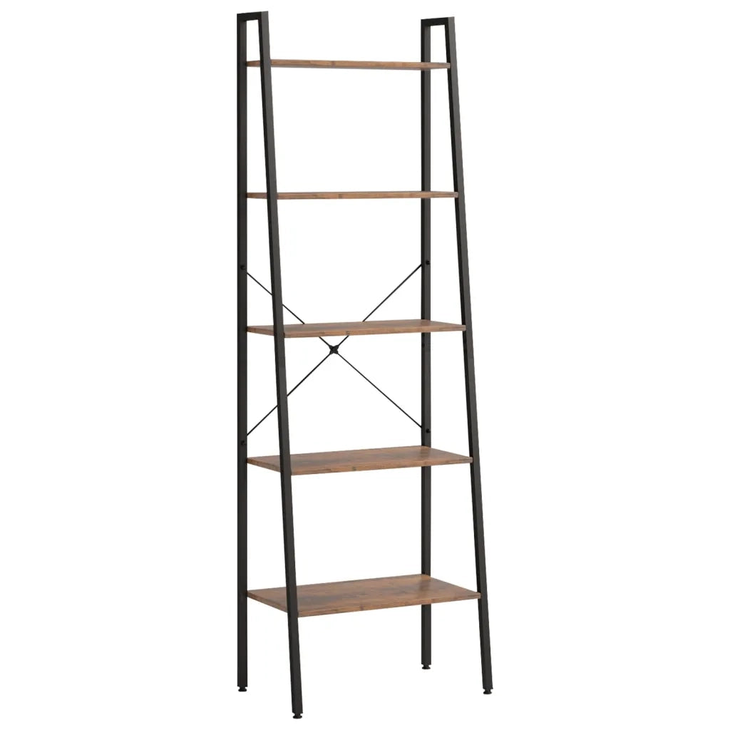 Scaffale Autoportante 5 Ripiani Marrone Scuro Nero 56x35x174 cm cod mxl 9447
