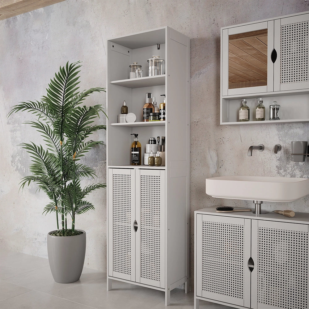 Vicco Armadio per il bagno Bianco 48 x 170 cm con 2 porte