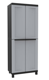 Armadio Portascope Modulare da Esterno 68x39x170 cm 2 Ante 4 Ripiani in Polipropilene Twist Grigio e Nero