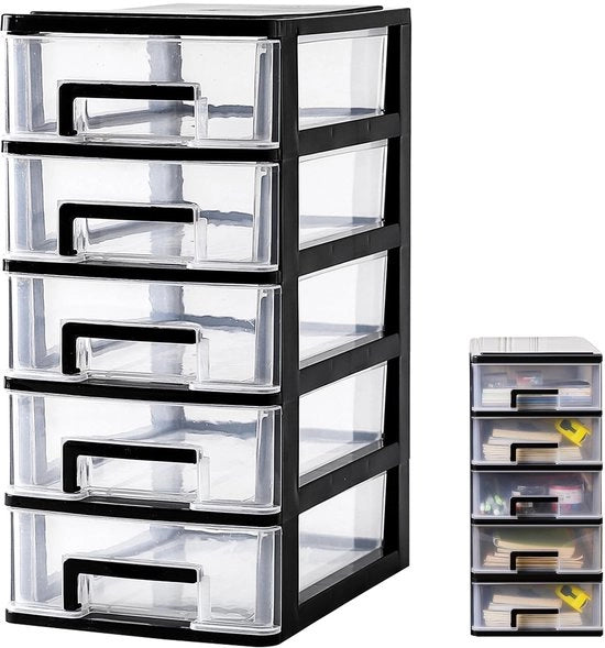 Organizzatore cosmétici in plastica - Scatola di archiviazione - Cassettiera a scomparsa - 5 livelli - Dimensioni 15,2 x 21,1 x 31,4 cm