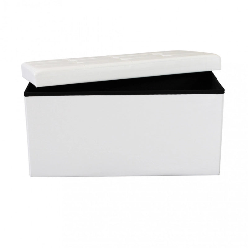 POUF CONTENITORE RETTANGOLARE IN ECOPELLE BIANCO
