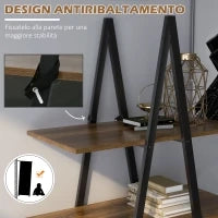 Scaffale Libreria 4 Livelli in Truciolato e Acciaio ad A