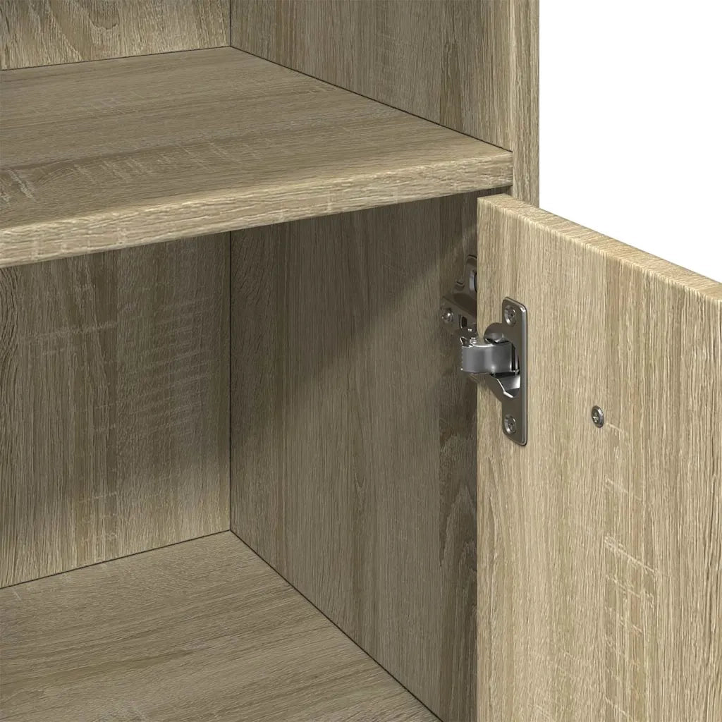 Mobiletto contenitore per bagno 30 x 30 x 95 cm design moderno ottimizzato per lo spazio realizzato in legno ingegnerizzato di rovere Sonoma 02_0049681