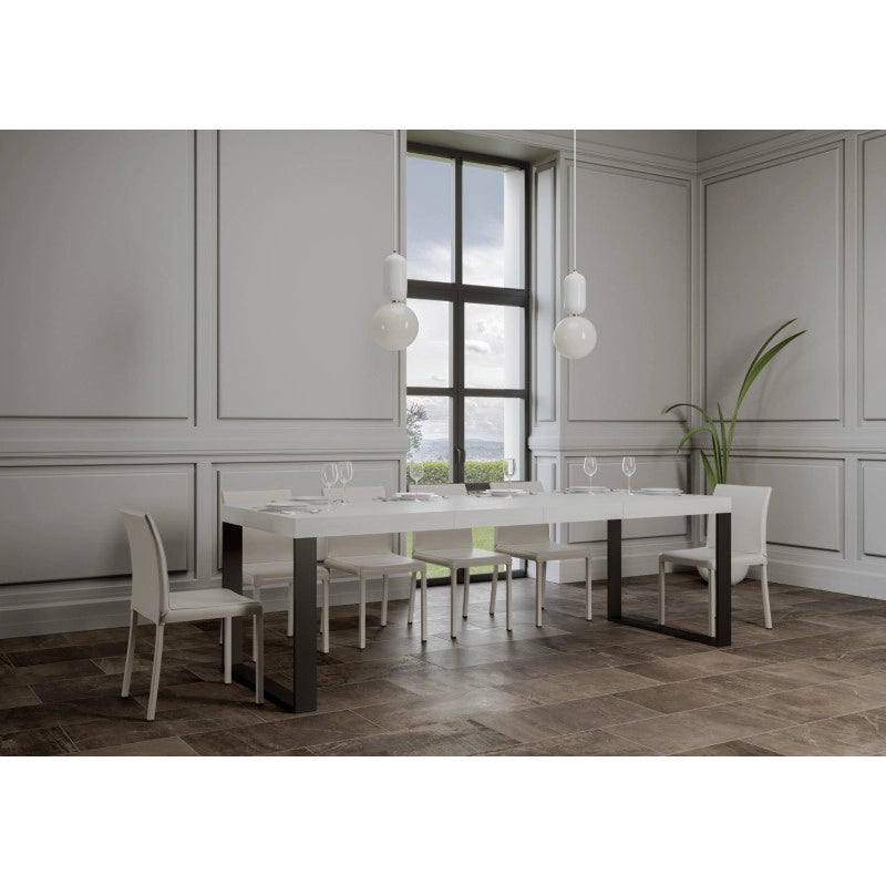 Tavolo allungabile 200/304x90 cm Tecno Premium telaio Antracite - Bianco Frassino