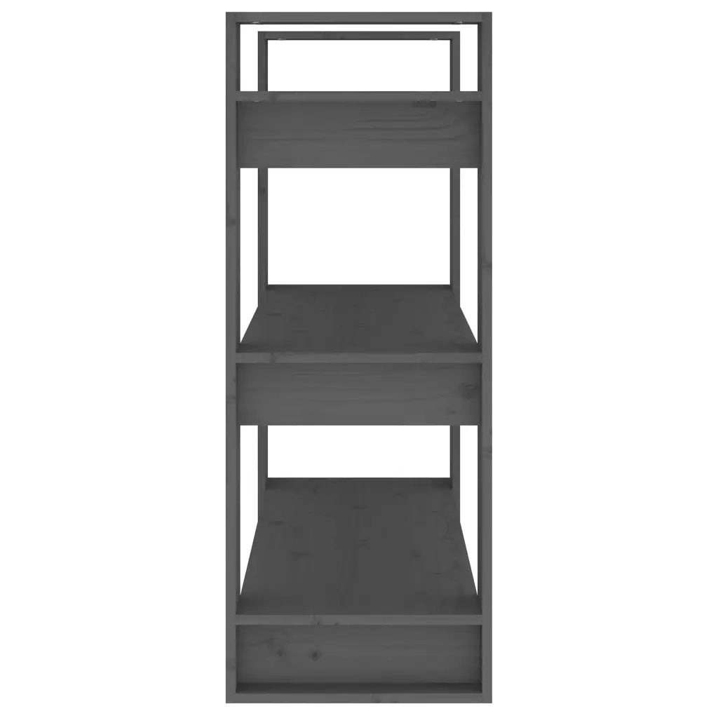 Libreria Divisorio-Scaffale per Libri-Mobile di Stoccaggio Grigio 80x35x91 cm in Legno Massello di Pino
