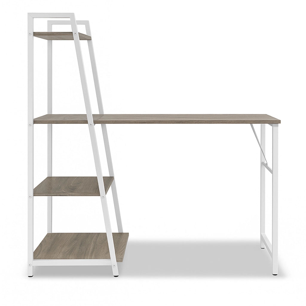 Bimyo - Scrivania pieghevole con libreria salvaspazio 50x41xH128 cm in stile industrial oak