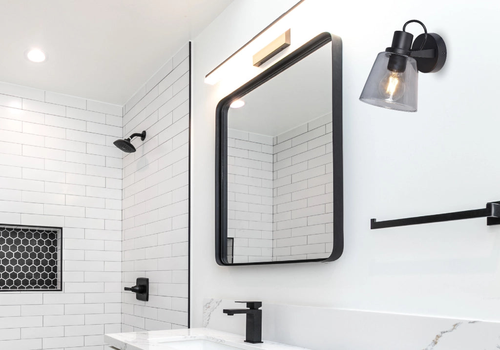 Applique bagno nera vetro fumé GU10 IP44 Badosa Zuma Line