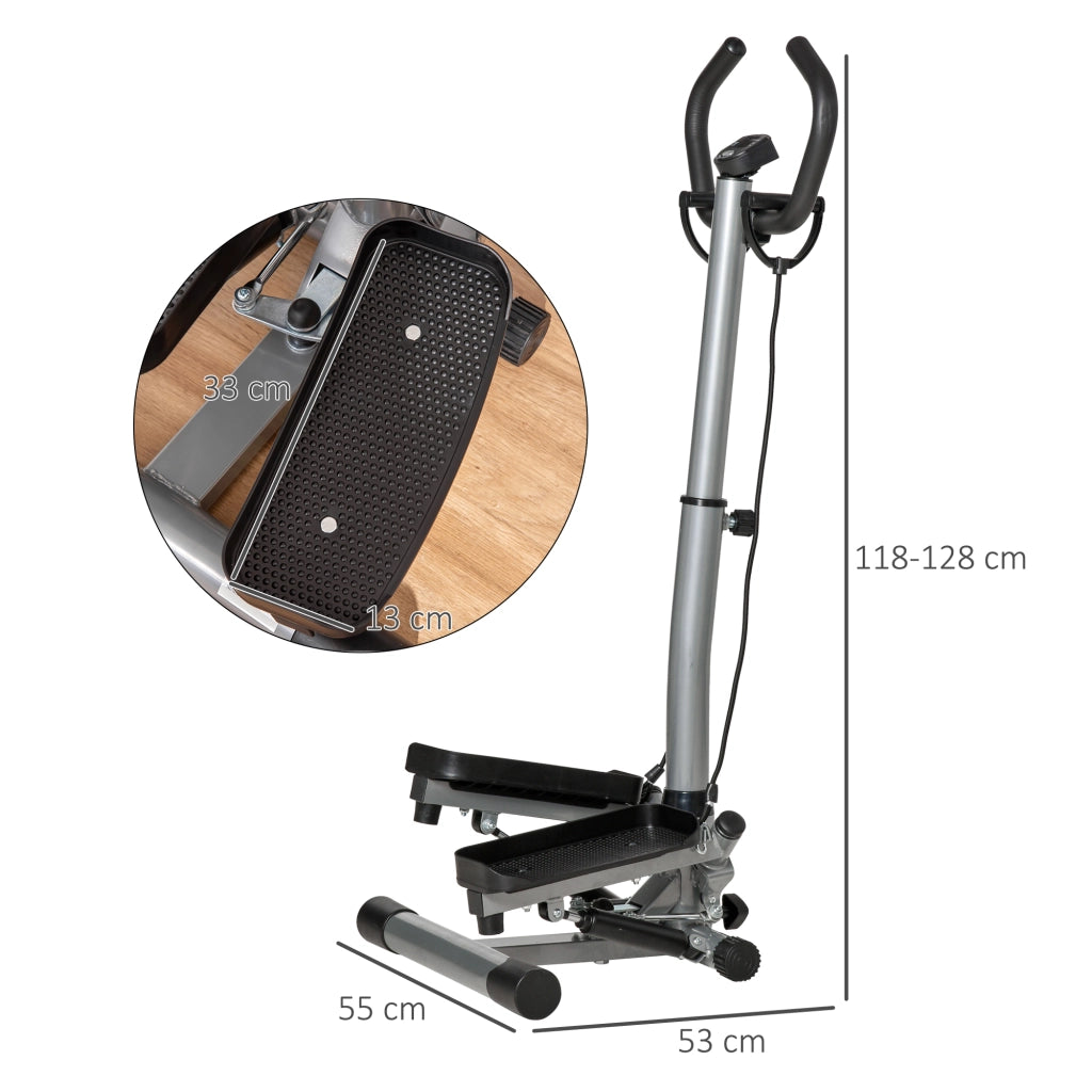 Stepper con Manubrio Regolabile e Monitor LCD ¨C zephmum ¨C 55x53x118-128cm, Nero