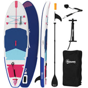 Sup Gonfiabile con Pagaia Regolabile e Accessori, in Plastica ed EVA, 305x89x15 cm, Blu Rosso Rosa
