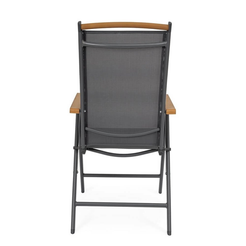 Set 4 Sedie Reclinabili Alluminio Grigio Scuro da Esterno - VALCRIS