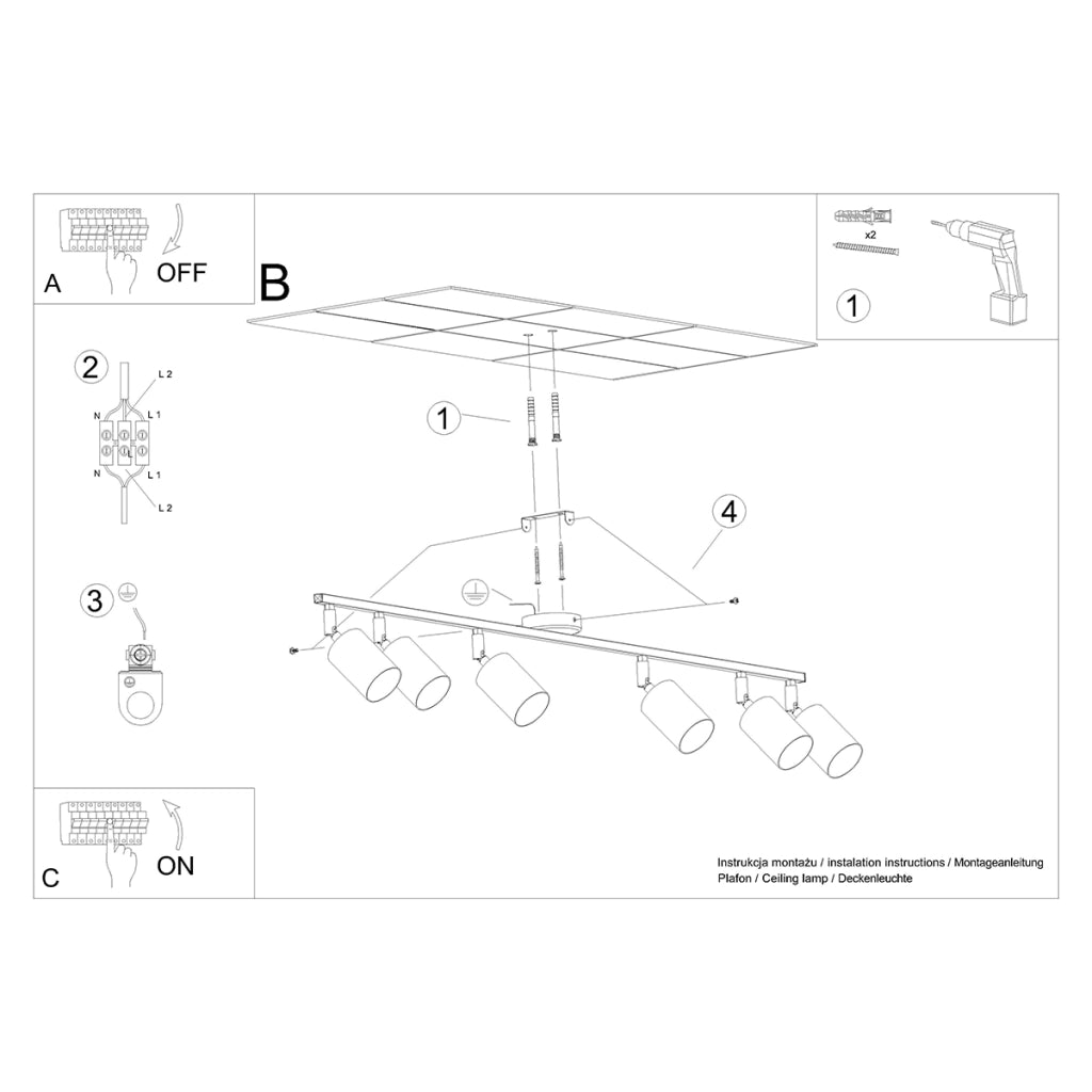Lampada moderna in acciaio bianco a 6 luci LEMMI Bittersweet Shimmer GU10