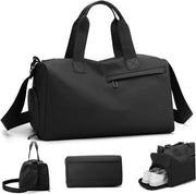 Tas sportiva con contenitore per scarpe e sacchetto umido, adatto a uomini e donne, bagaglio impermeabile per viaggi di fine settimana, sport, fitness e viaggi.
