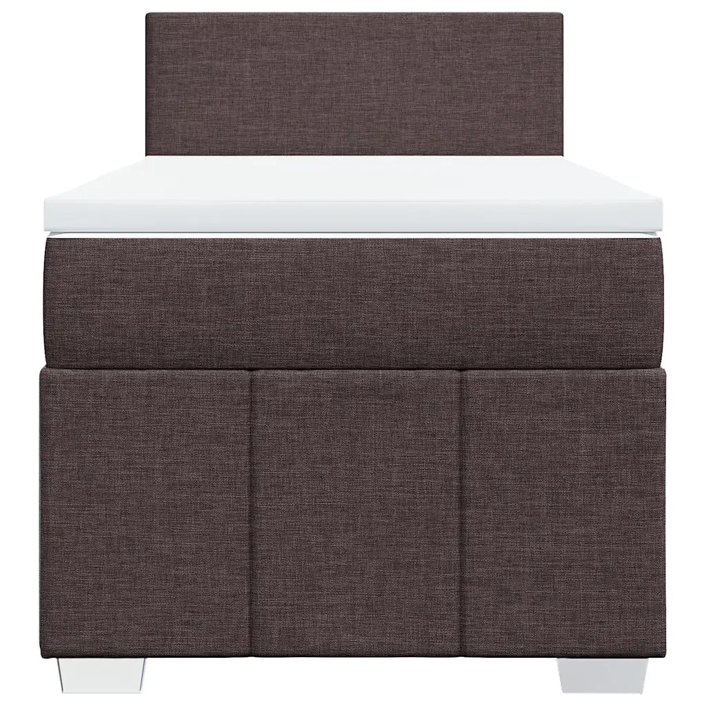 Letto singolo | Letto per adulti | Giroletto a Molle con Materasso Marrone Scuro 90x200 cm Tessuto