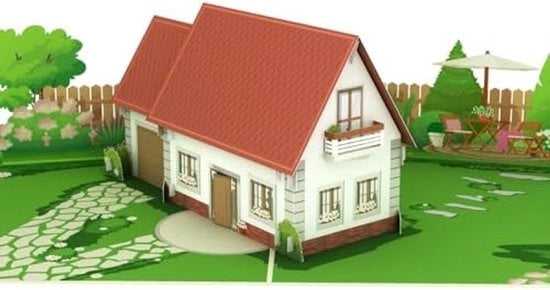 Carta di auguri pop-up con 3D Casa e Giardino - Regalo artigianale per compleanni