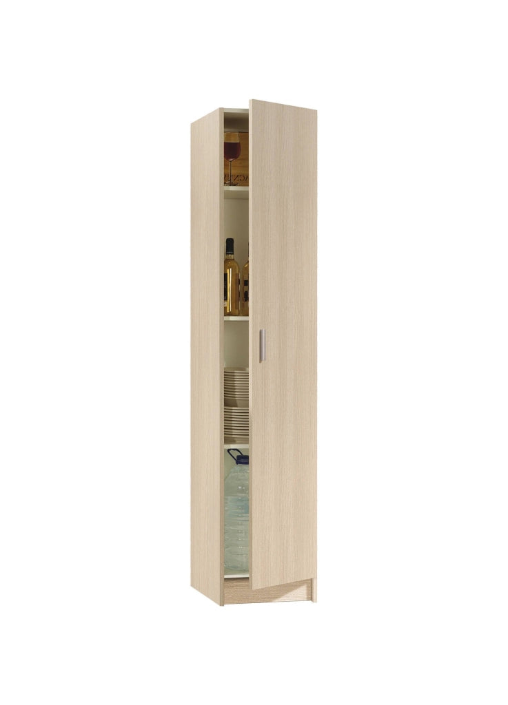 Armadio multiuso Alexander, Mobile ausiliario a 1 anta, Guardaroba portascarpe con ripiani, Scarpiera verticale, cm 37x37h180, Rovere