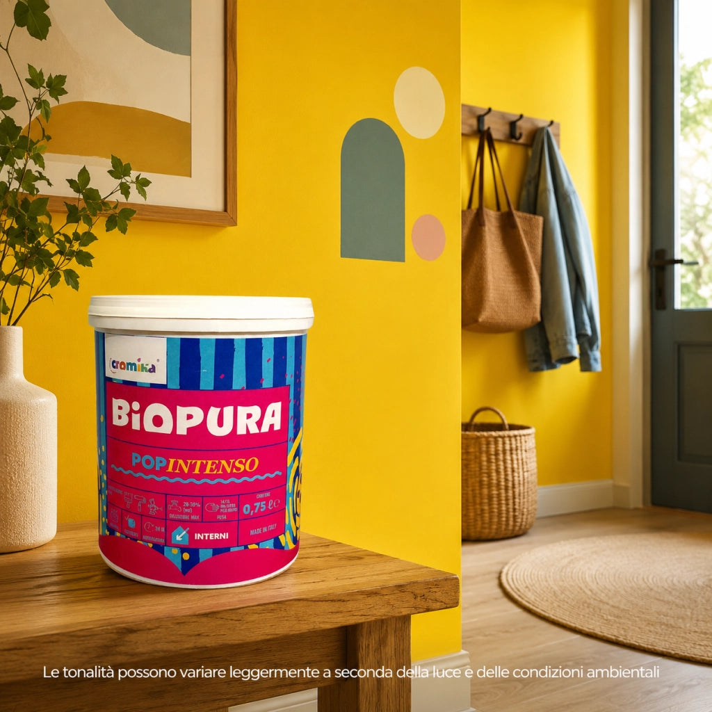 Popintenso palestra e decori interni pittura murale lavabile e coprente cromika *** formato 0,750 lt, colore- giallo ...