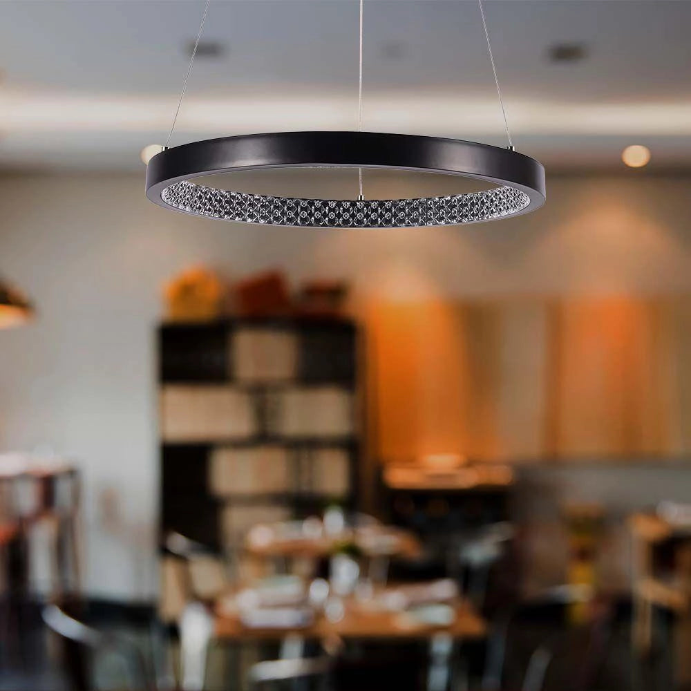 Lampada a sospensione LED 4000K anello nero V-TAC Ø40