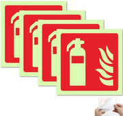 Kit di etichette per estintori autoadesivi da 4 - PVC autoadesivi - Fotoruminecente - Resistente al fuoco - Accessorio di sicurezza - Alta visibilità - Scudo estintore