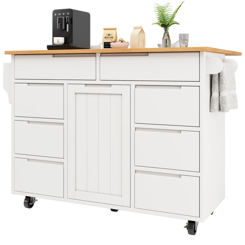 Cassettiera da Cucina con Ruote e Piano di Lavoro ¨C MINIMAL ¨C Bianco, 8 Cassetti
