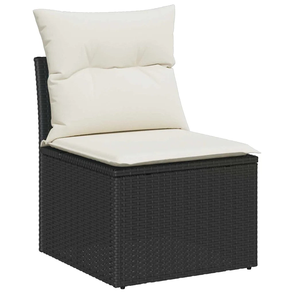 Set Divano da Giardino 9 pcs Nero polyrattan