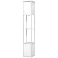 Lampada da Terra Moderna con 2 Paralumi e 2 Ripiani per Lampadine E27 Max. 40W, 26x26x156 cm, Bianco