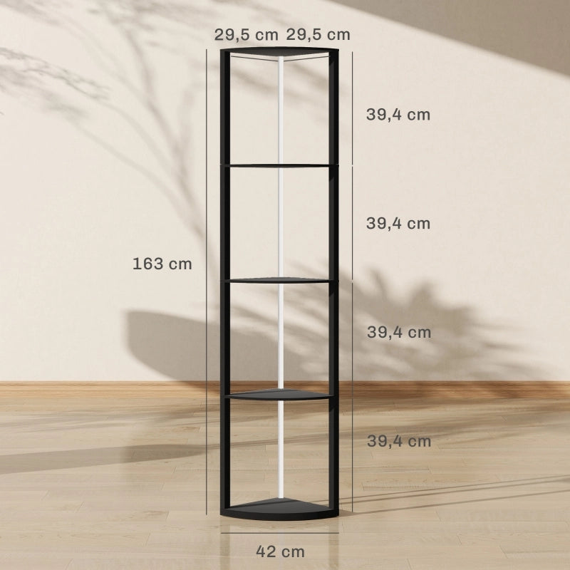 Lampada da terra LED RGB a 5 ripiani con telecomando e scaffale integrato, nero