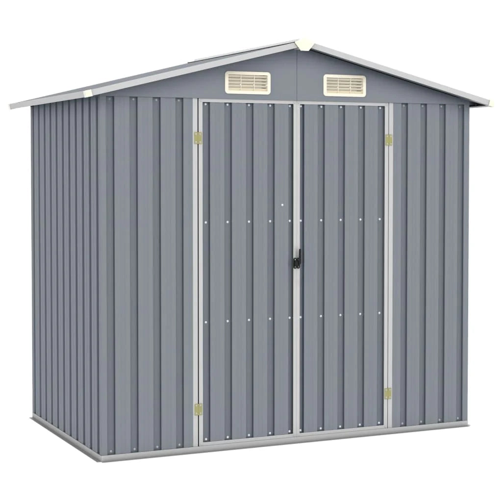 Casetta da giardino cabina ripostiglio casetta da esterno robusta casetta per attrezzi 205 x 129 x 183 cm acciaio zincato grigio 02_0022232