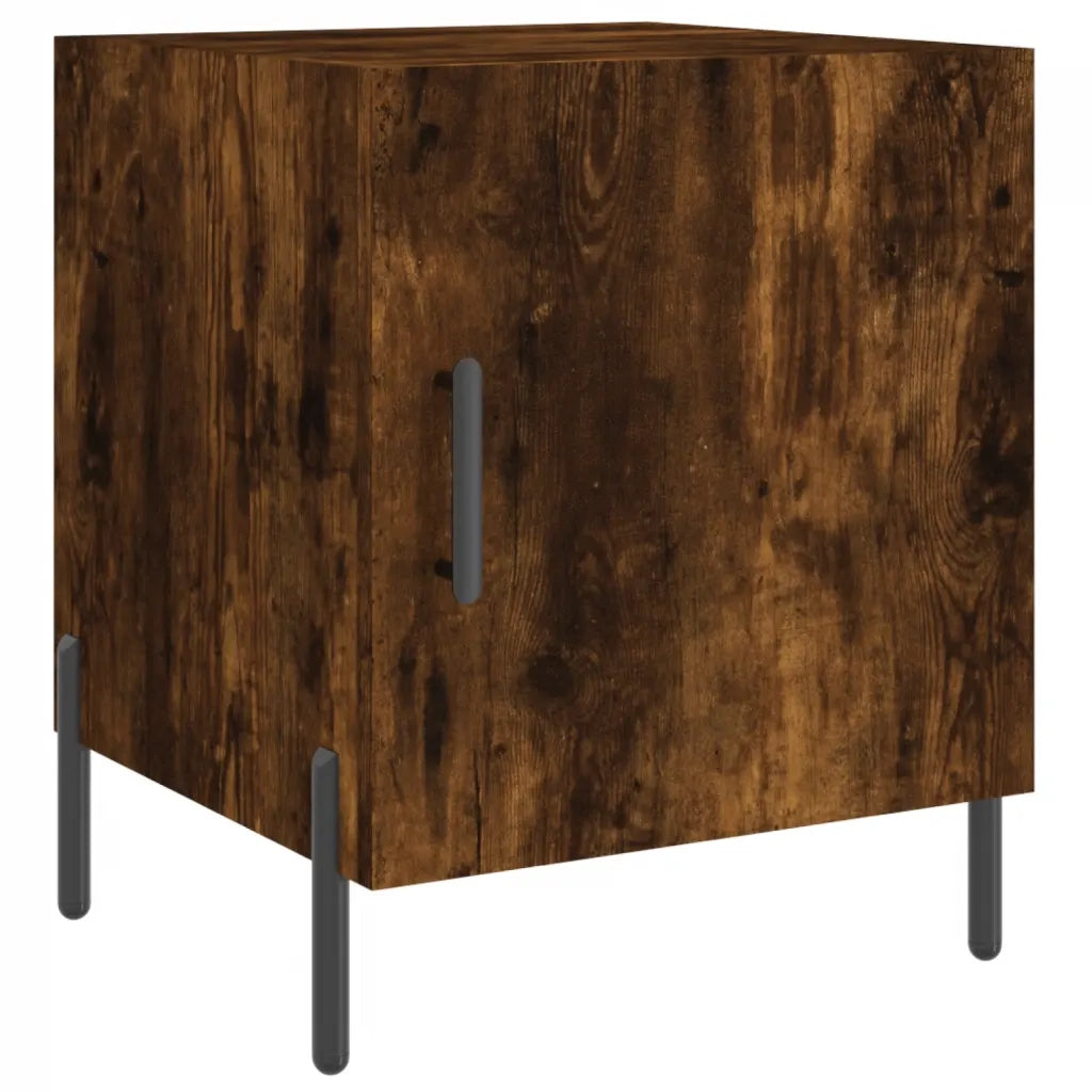 Set di 2 Comodini | Armadio da Notte | Mobiletto da notte Rovere Fumo 40x40x50 cm in Legno Multistrato