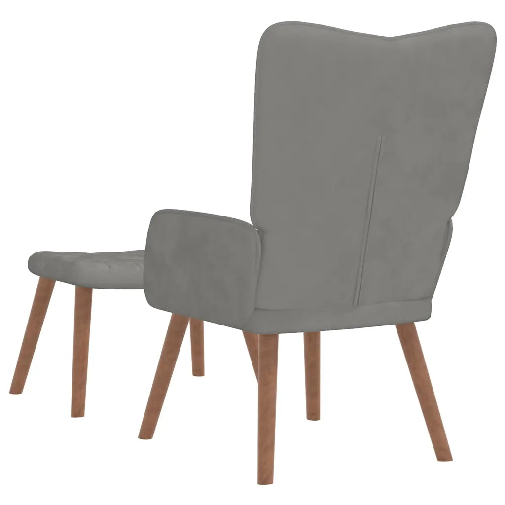 Divano Sedia-Poltrona Relax con Poggiapiedi Grigio Chiaro in Velluto 115237