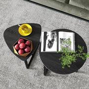 Set di tavoli da salotto rotondi da 2 - nero - design industriale