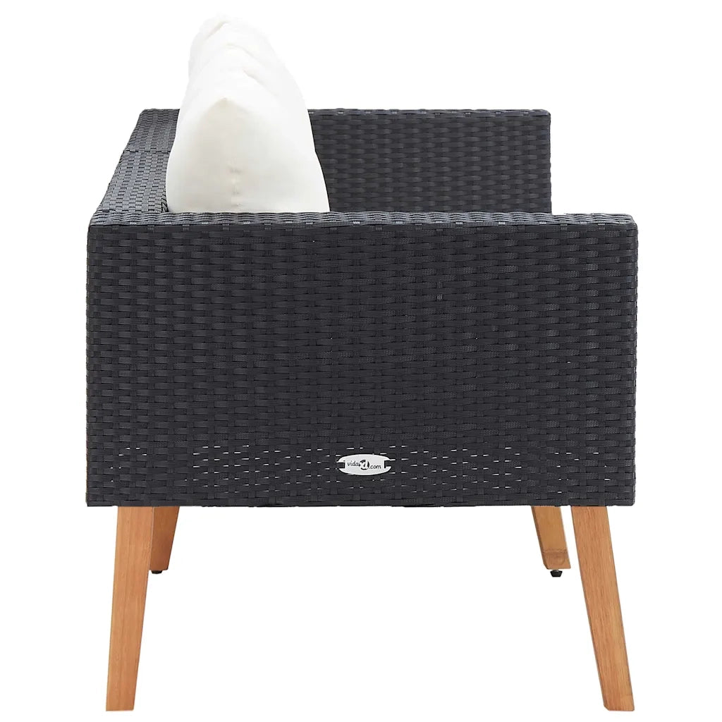 Divano da Giardino a 2 Posti con Cuscini-Sofa da Giardino-Divano da esterno in Polyrattan Nero 715715