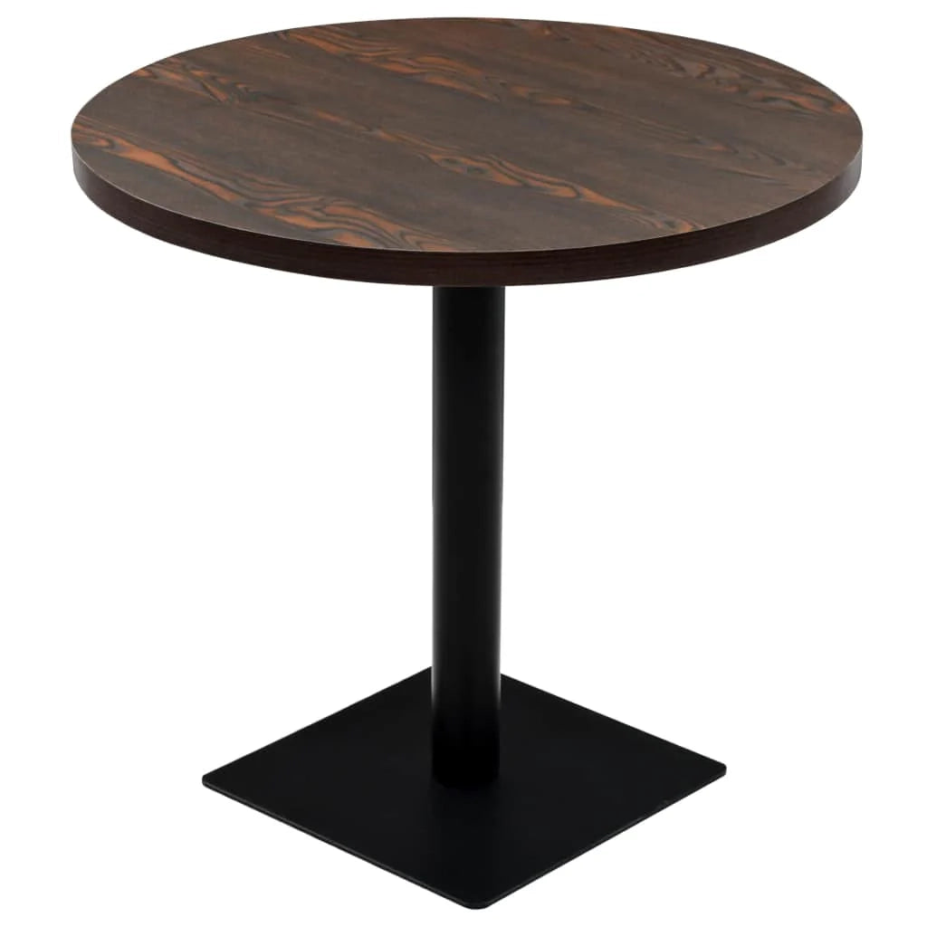Tavolo alto stile bar/bistrot rotondo MDF e acciaio 80 cm marrone cenere scuro 0902112