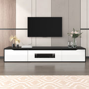 Mobile TV 180 cm lucido nero e bianco con LED; montaggio a parete o a terra