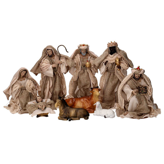 Natività tessuto set 9pz beige cm xh30,5